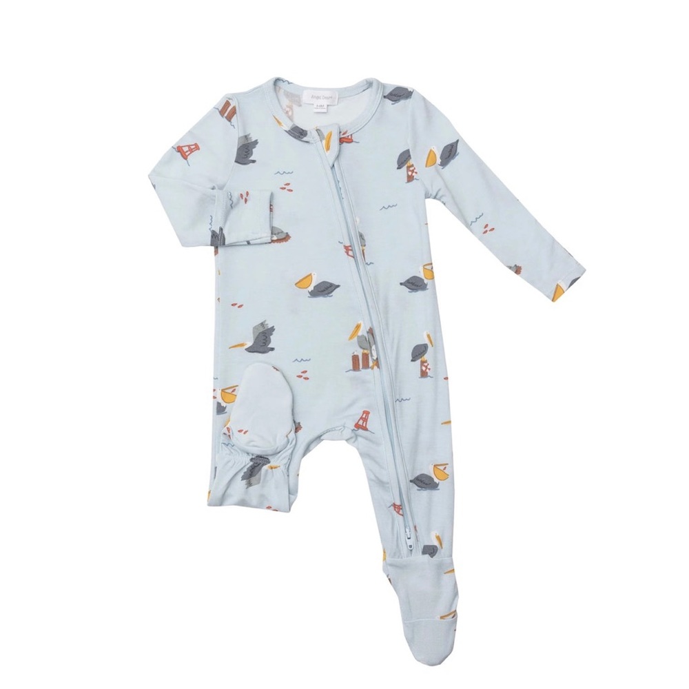 ANGEL DEAR Boys Zipper Footie with Pelicans
